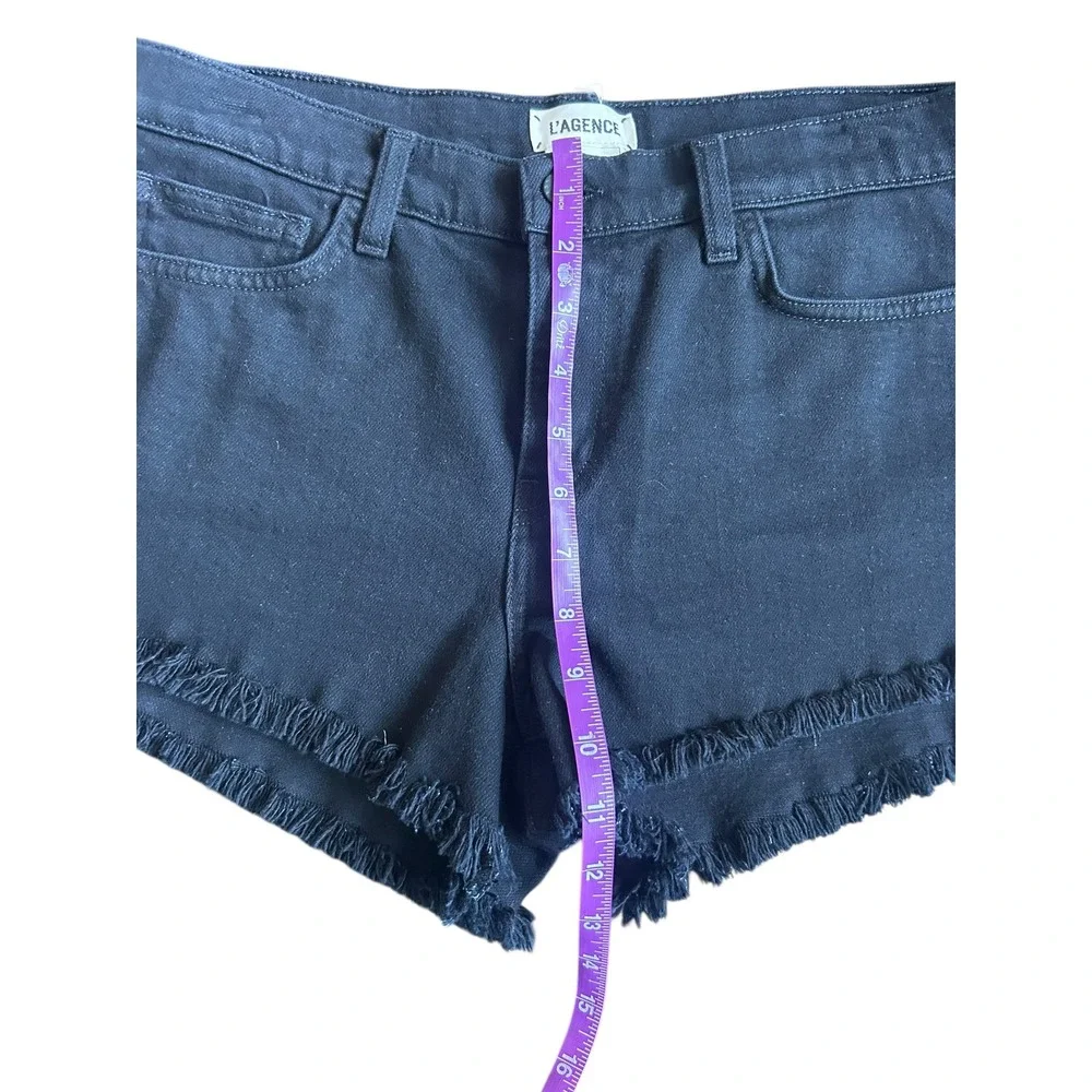 LAGENCE Zoe The Perfect Fit Short Noir Black Frayed Cutoff Shorts Women's 28